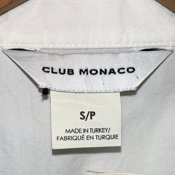 Club Monaco White Cinch Sleeve Organic Cotton Button Up Shirt Size Small - Picture 3 of 14